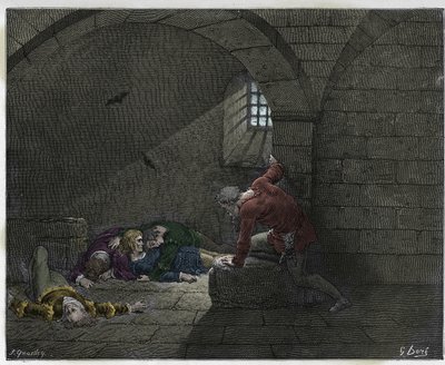 Inferno, Canto 33: Ugolino in the cell with his four dead sons (illustration from The Divine Comedy) by Gustave after Dore